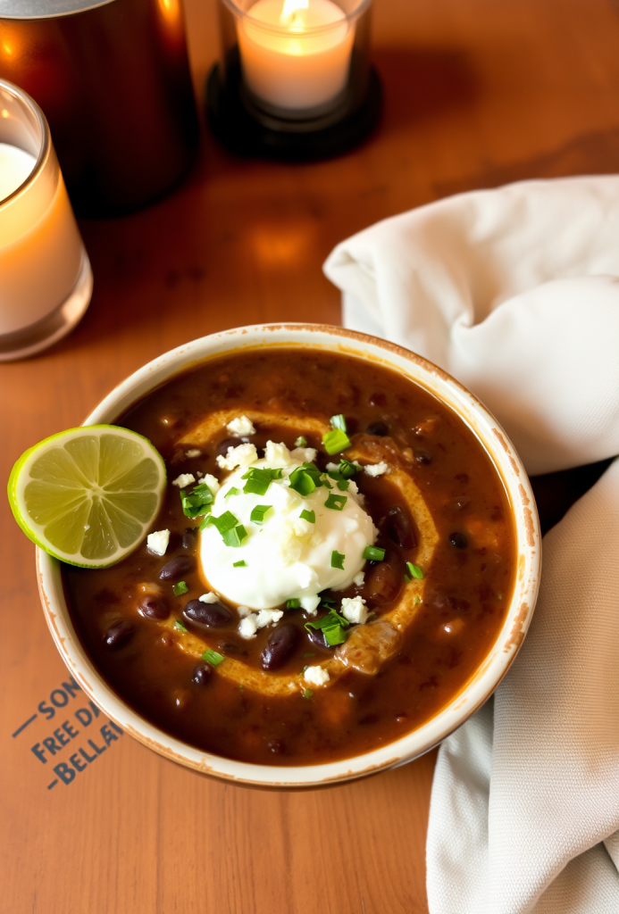 Sopa de Frijoles Negros, Receta Mexicana