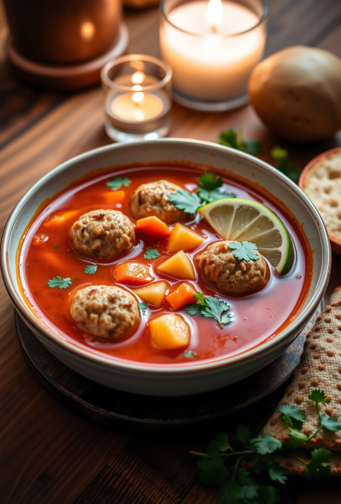 Receta de Sopa de Albondigas Mexicana.